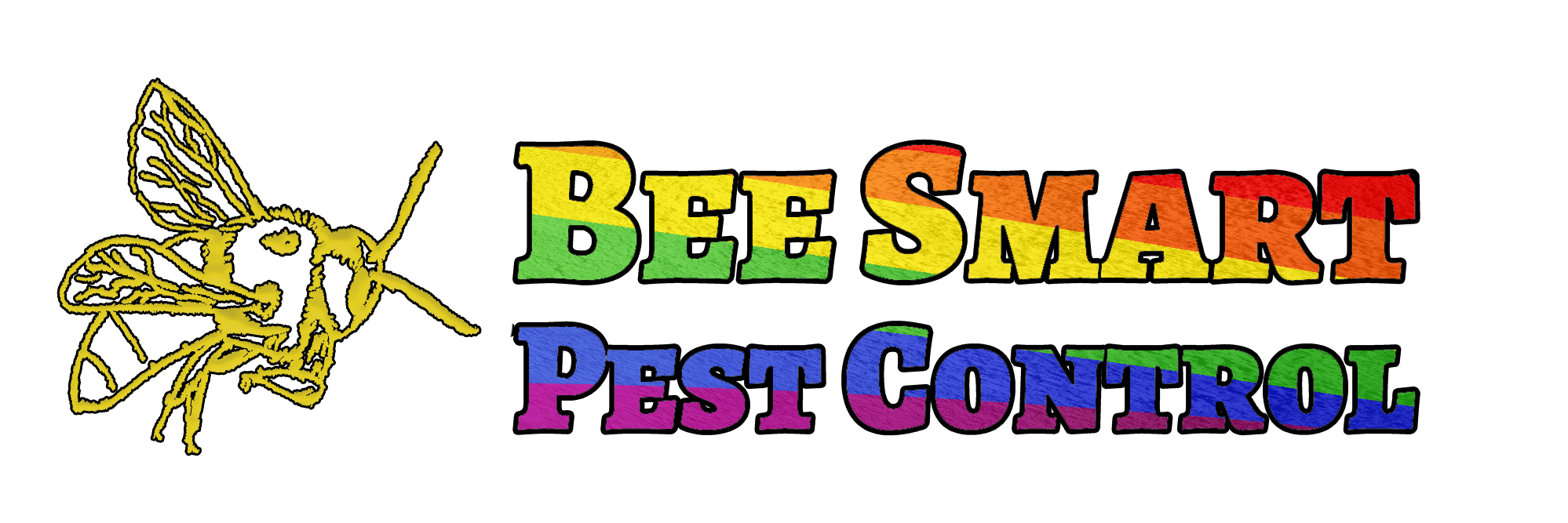 Bee Smart Pest Control logo with rainbow to show support for the LGBTQIA+ community